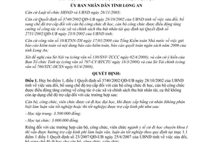 Quyết định 17/2008/QĐ-UBND huỷ bỏ trợ cấp khi được cấp bằng cử nhân Long An