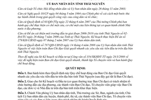 Quyết định 20/2008/QĐ-UBND ban chỉ đạo giải quyết nhanh yêu cầu xúc tiến đầu tư Thái Nguyên