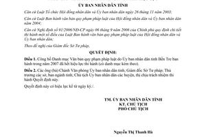 Quyết định 695/QĐ-UBND năm 2008 công bố văn bản Bến Tre hết hiệu lực