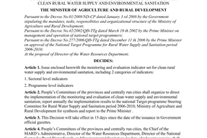 Decision No. 51/2008/QD-BNN on issuance of the monitoring and evaluation indicat