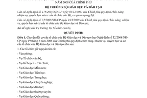 Quyết định 2059/QĐ-BGDĐT năm 2008 chuyển đổi cơ cấu tổ chức của Bộ Giáo dục