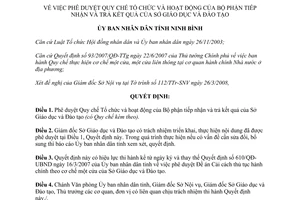 Quyết định 749/QĐ-UBND Tổ chức hoạt động Bộ phận tiếp nhận trả kết quả Ninh Bình