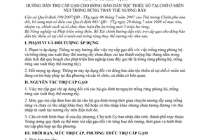 Thông tư liên tịch  52/2008/TTLT-BNN-BTC  hướng dẫn trợ cấp gạo cho đồng bào dân tộc thiểu số tại chỗ ở miền núi trồng rừng thay thế nương rẫy