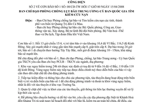 Công điện 08/CĐ-TW chủ động đối phó bão số 1 hồi 13 giờ chiều 15/4