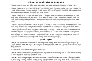 Quyết định 21/2008/QĐ-UBND điều chỉnh nội dung Chương trình mục tiêu quốc gia Thái Nguyên