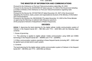 Decision No. 25/2008/QD-BTTTT on approving the band planning for the digital