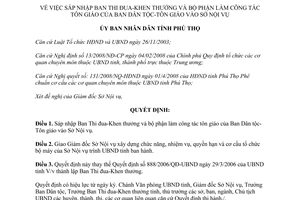 Quyết định 1020/2008/QĐ-UBND sáp nhập Ban Thi đua-Khen thưởng công tác tôn giáo