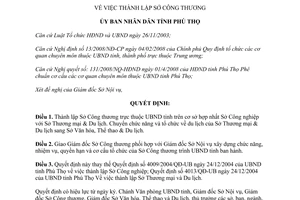 Quyết định 1022/2008/QĐ-UBND thành lập Sở Công thương tỉnh Phú Thọ