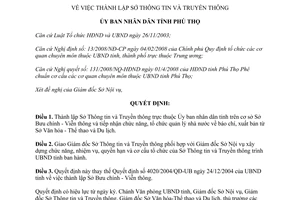 Quyết định 1024/2008/QĐ-UBND thành lập Sở Thông tin và Truyền thông tỉnh Phú Thọ