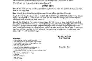 Quyết định 37/2008/QĐ-BLĐTBXH  tạm thời danh mục nghề đào tạo trình độ trung cấp nghề, trình độ cao đẳng nghề