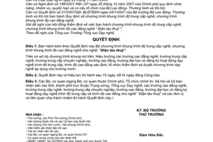 Quyết định 39/2008/QĐ-BLĐTBXH  Chương trình khung trình độ trung cấp nghề, trình độ cao đẳng nghề cho nghề “điện tàu thuỷ”