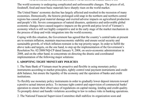 Resolution No. 10/2008/NQ-CP of April 17, 2008 on measures of restraining inflation, stabilizing macro economy and ensuring social security and sustainable growth