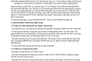 Thông báo 328/TB-VTLTNN kết quả hội nghị tổng kết công tác văn thư lưu trữ địa phương Pháp lệnh lưu trữ quốc gia Chỉ thị số 05/2007/CT-TTg