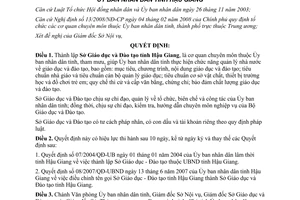 Quyết định 23/2008/QĐ-UBND thành lập Sở Giáo dục và Đào tạo Hậu Giang