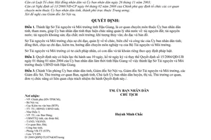 Quyết định 18/2008/QĐ-UBND thành lập Sở Tài nguyên Môi trường tỉnh Hậu Giang