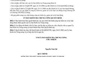 Quyết định 826-QĐ/UBKTTW 2008 kiểm tra kỷ luật đảng Ủy ban Kiểm tra Trung ương