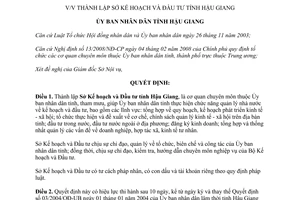 Quyết định 12/2008/QĐ-UBND thành lập Sở Kế hoạch Đầu tư Hậu Giang