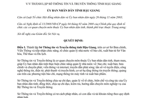 Quyết định 19/2008/QĐ-UBND thành lập Sở Thông tin và Truyền thông tỉnh Hậu Giang