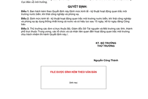 Quyết định  03/2008/QĐ-BTNMT Định mức kinh tế - kỹ thuật hoạt động quan trắc môi trường nước biển, khí thải công nghiệp và phóng xạ