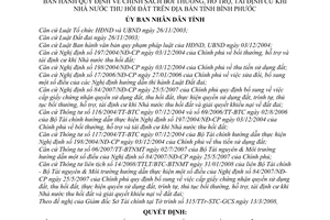 Quyết định  15/2008/QĐ-UBND  Quy định về chính sách bồi thường, hỗ trợ, tái định cư khi Nhà nước thu hồi đất trên địa bàn tỉnh Bình Phước