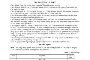 Quyết định 4639/QĐ-CT-THNVDT bổ sung, điều chỉnh bảng giá tối thiểu các loại xe gắn máy
