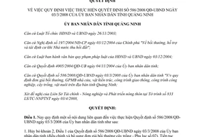 Quyết định 1199/2008/QĐ-UBND thực hiện Quyết định đơn giá bồi thường cây trồng Quảng Ninh