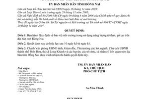 Quyết định 33/2008/QĐ-UBND  bảo vệ môi trường trong sử dụng năng lượng từ than, gỗ tạp trên địa bàn tỉnh Đồng Nai