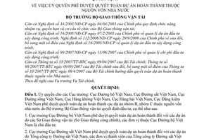 Quyết định 06/2008/QĐ-BGTVT ủy quyền phê duyệt quyết toán dự án hoàn thành thuộc nguồn vốn nhà nước