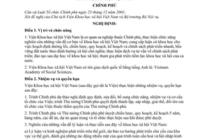 Nghị định 53/2008/NĐ-CP chức năng, nhiệm vụ, quyền hạn cơ cấu tổ chức Viện Khoa học xã hội Việt Nam