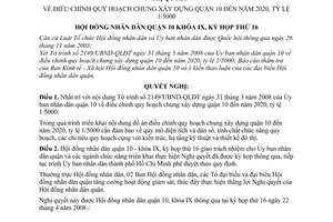 Nghị quyết 06/2008/NQ-HĐND điều chỉnh quy hoạch chung xây dựng quận 10 đến năm 2020, tỷ lệ 1/5000 quận 10