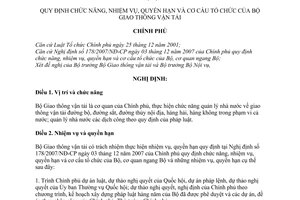 Nghị định 51/2008/NĐ-CP chức năng, nhiệm vụ, quyền hạn cơ cấu tổ chức Bộ Giao thông Vận tải