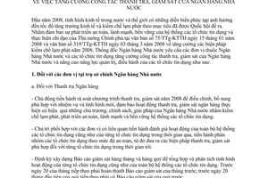 Chỉ thị 03/2008/CT-NHNN tăng cường công tác thanh tra, giám sát Ngân hàng Nhà nước