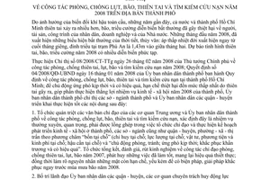 Chỉ thị 10/2008/CT-UBND công tác phòng, chống lụt, bão, thiên tai tìm kiếm cứu nạn năm 2008