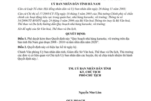 Quyết định 485/QĐ-UBND 2010 quy hoạch nhà hàng karaoke vũ trường Hà Nam