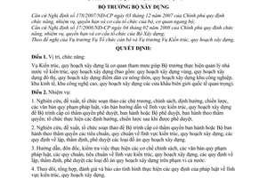 Quyết định  589/QĐ-BXD quy định chức năng, nhiệm vụ, quyền hạn, cơ cấu tổ chức của Vụ Kiến trúc, quy hoạch xây dựng