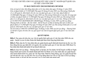 Quyết định  32/2008/QĐ-UBND  chỉ tiêu cho vay vốn từ nguồn Quỹ quốc gia về việc làm  2008