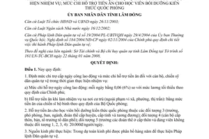 Quyết định 11/2008/QĐ-UBND chi trợ cấp ngày công lao động cán bộ chiến sỹ Lâm Đồng