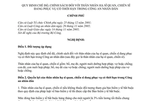Nghị định 54/2008/NĐ-CP chế độ, chính sách đối với thân nhân của hạ sĩ quan, chiến sĩ đang phục vụ có thời hạn trong Công an nhân dân