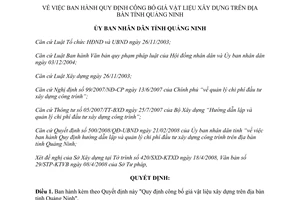 Quyết định 1270/2008/QĐ-UBND Quy định công bố giá vật liệu xây dựng