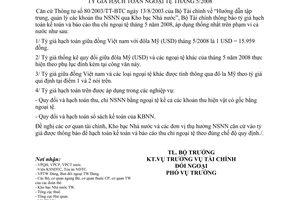 Thông báo 217/TB-BTC tỷ giá hạch toán ngoại tệ tháng 5/2008