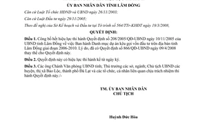 Quyết định 1019/QĐ-UBND 2008 Quyết định 208/2005/QĐ-UBND Lâm Đồng hết hiệu lực