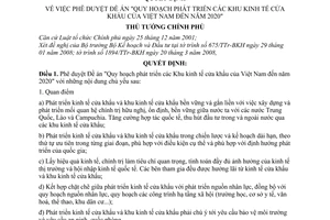 Quyết định 52/2008/QĐ-TTg  phê duyệt Đề án Quy hoạch phát triển các Khu kinh tế cửa khẩu của Việt Nam đến năm 2020