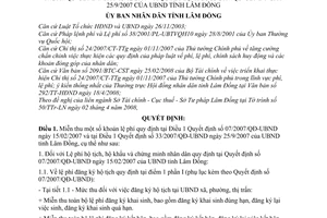 Quyết định 13/2008/QĐ-UBND miễn thu khoản lệ phí  hộ tịch, hộ khẩu chứng minh nhân dân