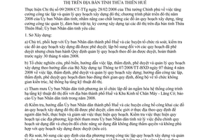 Chỉ thị 20/2008/CT-UBND lập quản lý quy hoạch xây dựng đô thị Thừa Thiên Huế