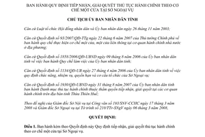 Quyết định 1004/QĐ-UBND năm 2008 thủ tục hành chính theo cơ chế một cửa