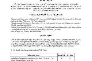 Quyết định 11/2008/QĐ-NHNN quy định  hệ thống mã ngân hàng dùng trong giao dịch thanh toán qua Ngân hàng Nhà nước kèm theo QĐ 02/2006/QĐ-NHNN