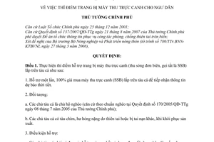 Quyết định  459/QĐ-TTg  thí điểm trang bị máy thu trực canh cho ngư dân