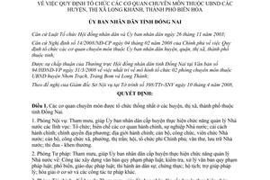 Quyết định 34/2008/QĐ-UBND tổ chức Ủy ban nhân dân huyện thị xã Long Khánh Biên Hòa Đồng Nai