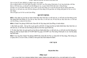 Quyết định 1078/QĐ-UBND thủ tục hành chính được thực hiện theo cơ chế một cửa