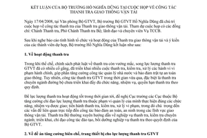 Thông báo 162/TB-BGTVT kết luận Bộ trưởng Hồ Nghĩa Dũng tại cuộc họp công tác thanh tra giao thông vận tải